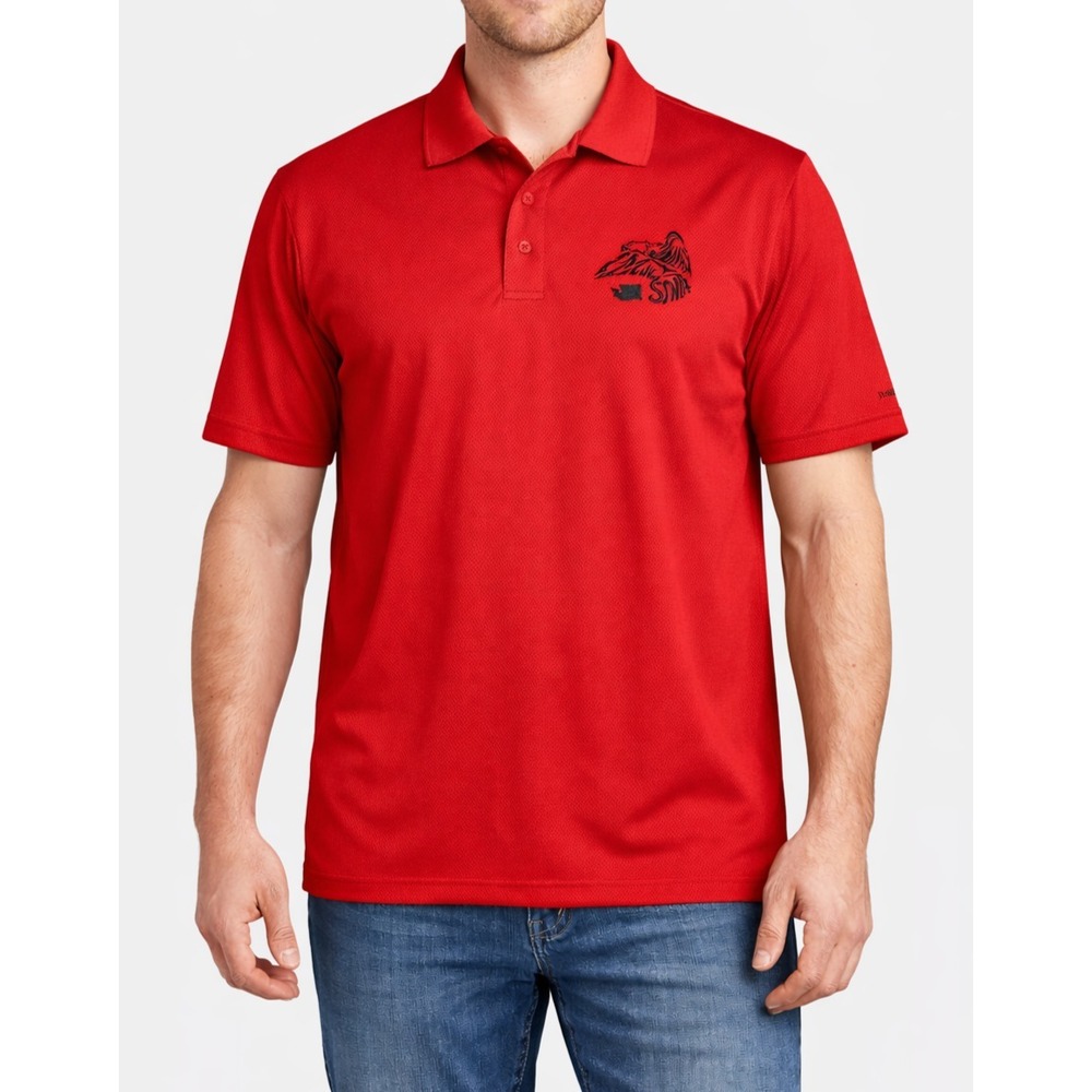 Core 365 Polo Shirt‎ Mens XL Red Performance Pique Short Sleeve Washington Eagle